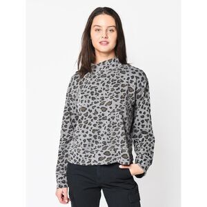 SUNDRY LEOPARD PRINT FUNNELNECK SWEATSHIRT
